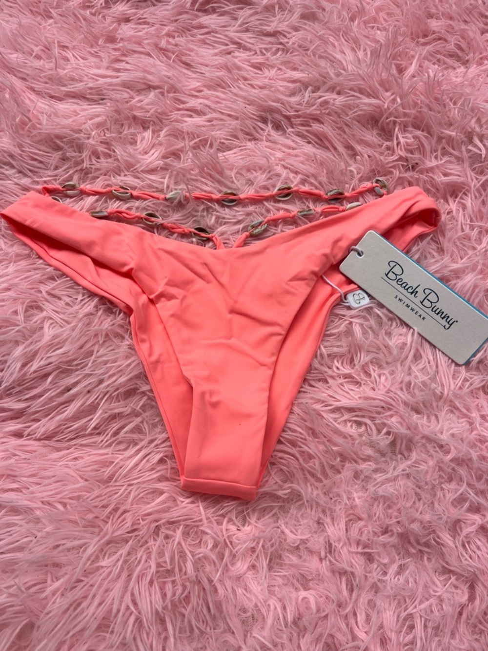 Beach Bunny Coral Pink Chain-Side Bikini Bottom